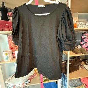 Amazon brand Black Puff Sleeve Blouse